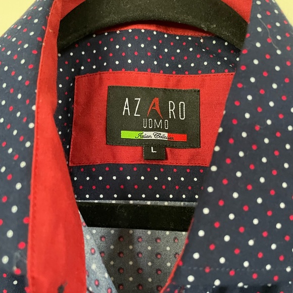 Blue Polka Dotted Casual Button Down - Picture 2 of 2